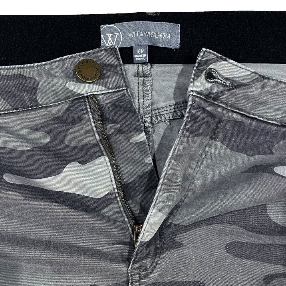 Gray Camo Absolution Skinny Ankle Jeans 16P Petite Tummy Control — Wit & Wisdom - Picture 3 of 10